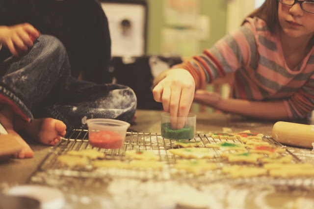 making sugar cookies.